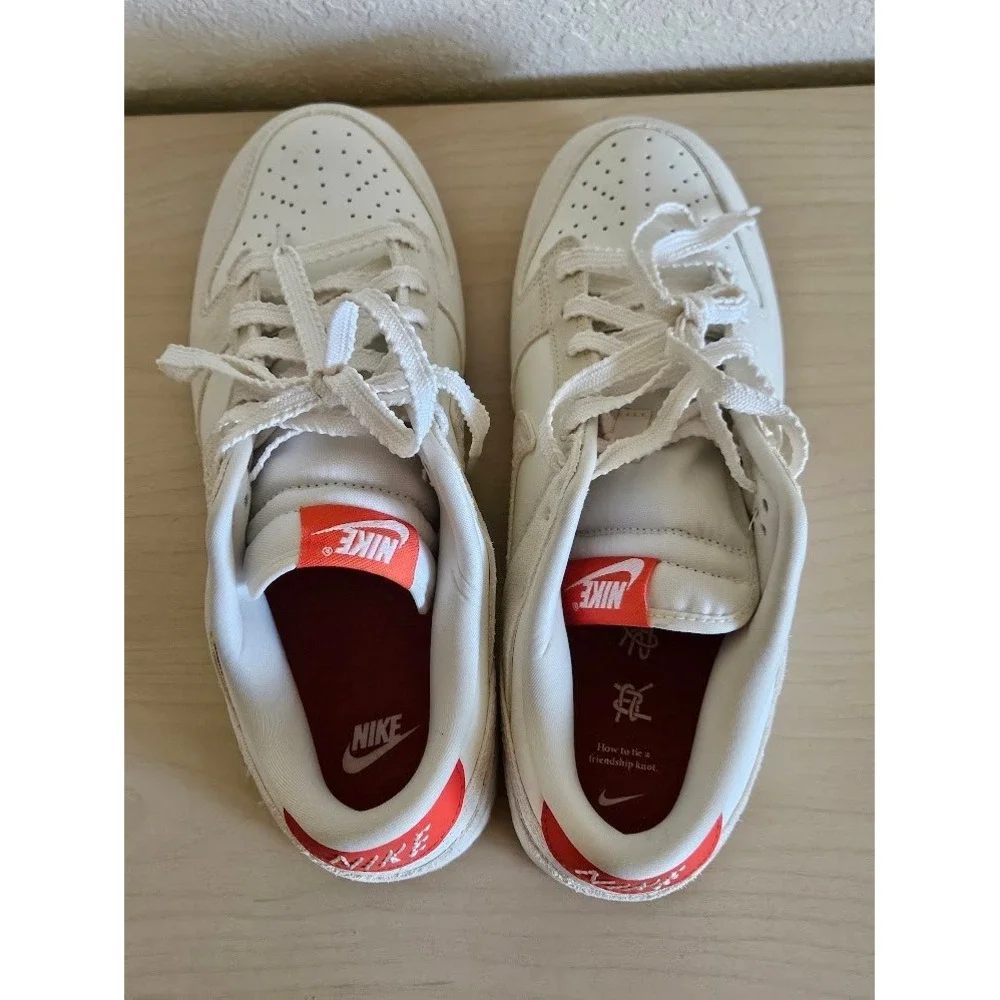 Nike Dunk Low Friendship Knot Sneakers Women Size 10 White Cream Red